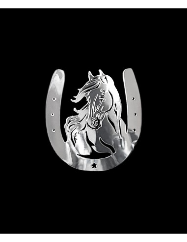 Aluminiowy emblemat - Podkowa + koń (48mmx49mm)